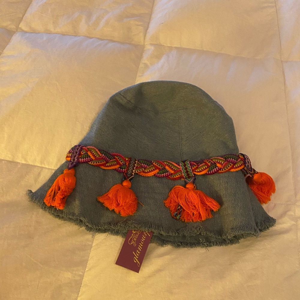 COPY - Glamourpuss denim bucket hat for rain or s…